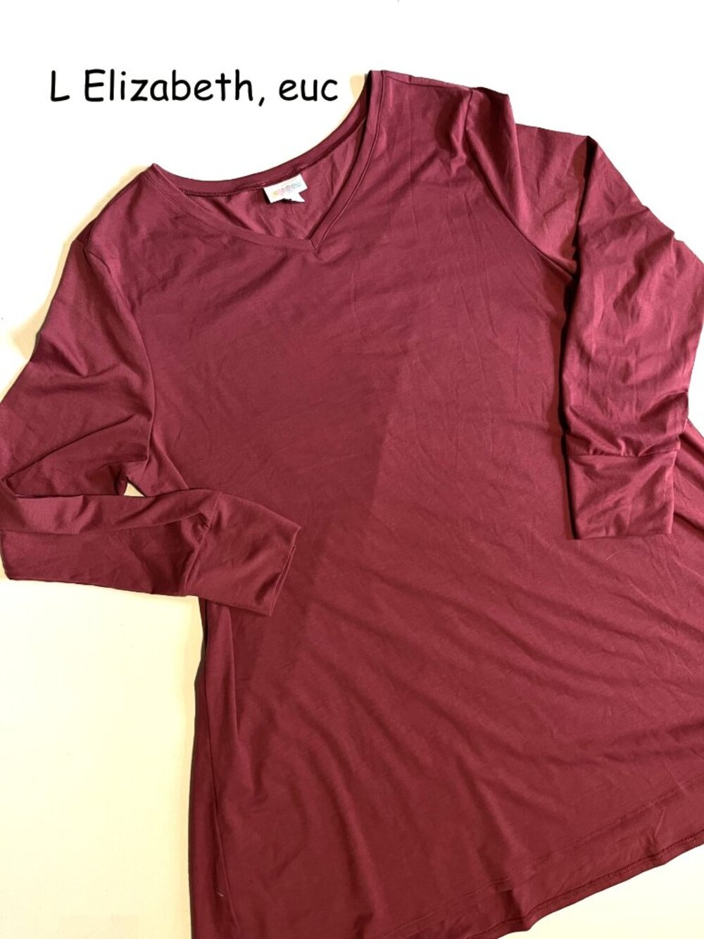 Large Lularoe Elizabeth v-neck long-sleeve tunic top, dusty rose